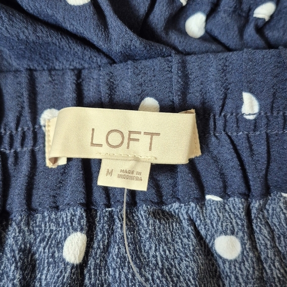 LOFT Navy A-Line Skirt with White Polka Dots - Picture 3 of 5